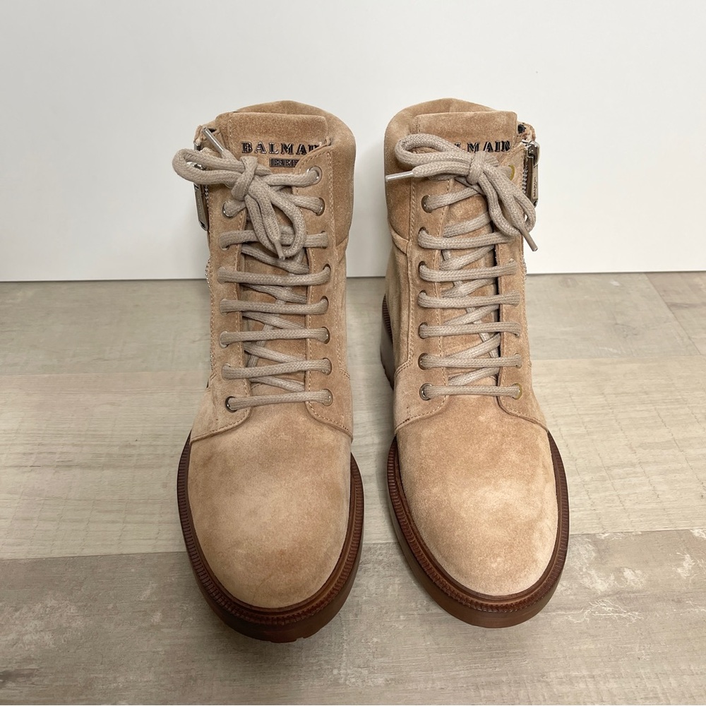 Balmain Tan Suede Ranger Army Lace-up Boots - Picture 6 of 16